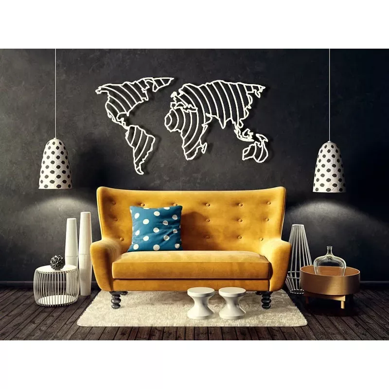 Metalowa mapa świata dekoracja ścienna