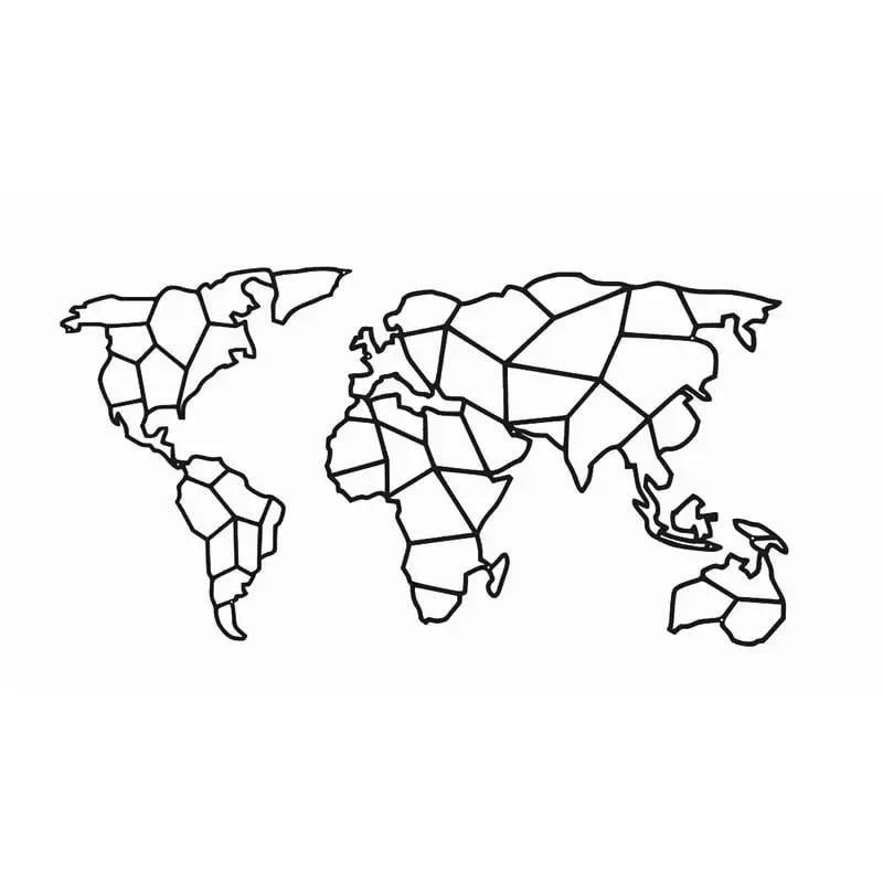 Mapa świata metalowa dekoracja geometryczna