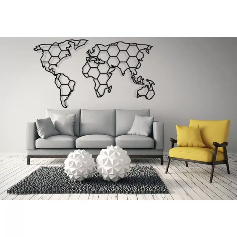 Mapa świata w kształcie plastra miodu