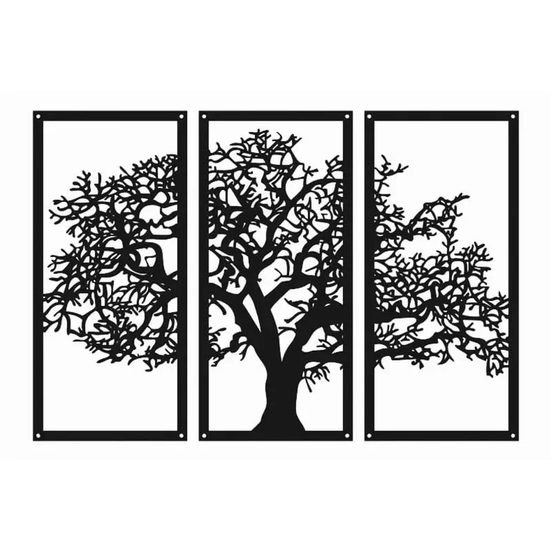 Metalowa dekoracja ścienna drzewo tryptyk