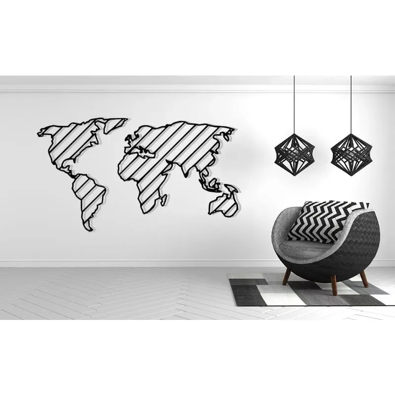 Metalowa dekoracja ścienna mapa świata