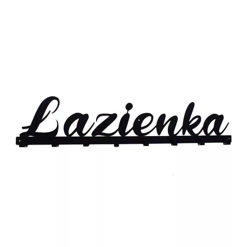 Wieszak metalowy z napisem łazienka
