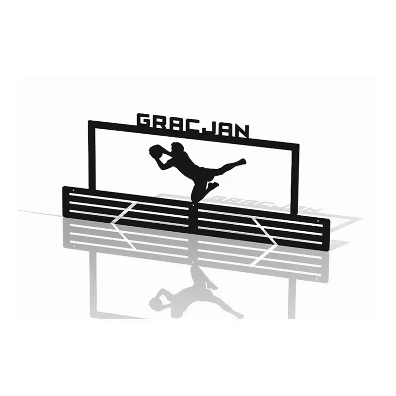 Metalowy wieszak na medale dla bramkarza imienny