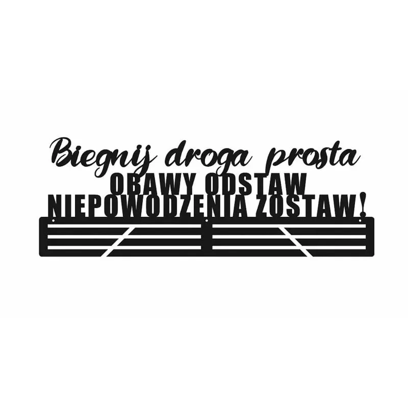 Metalowy wieszak na medale - Biegnij, droga prosta