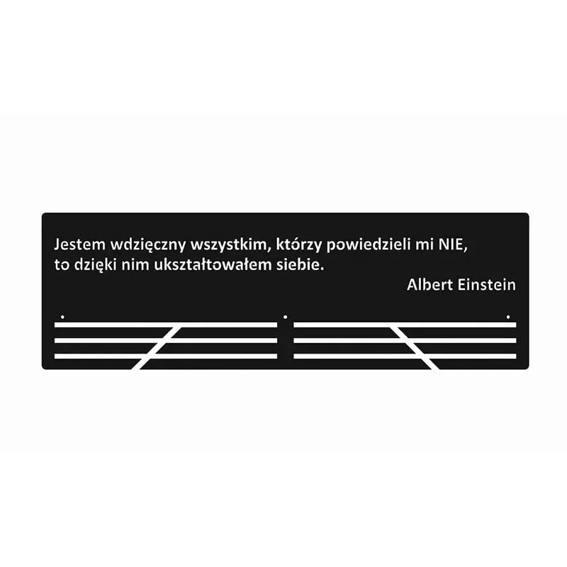 Metalowy wieszak na medale z sentencją