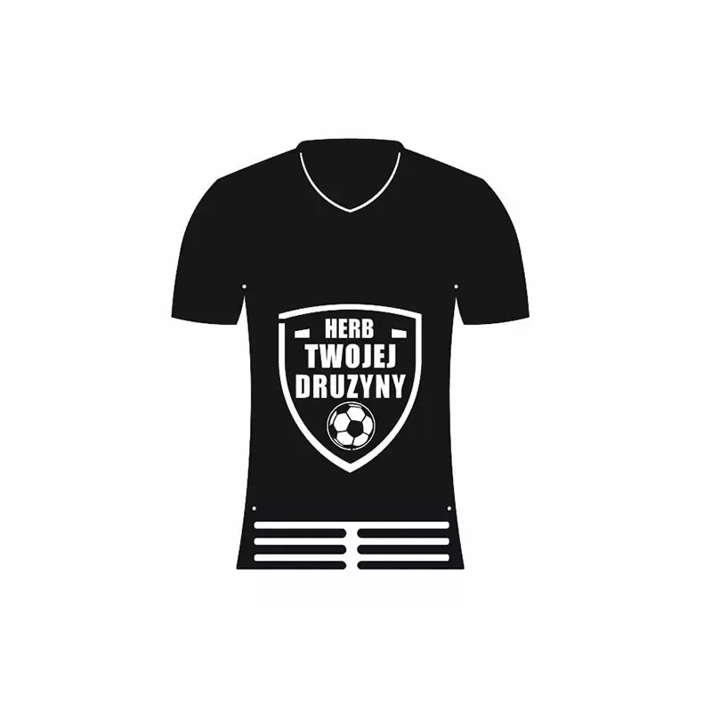 Metalowy wieszak na medale - Koszulka piłkarska z herbem drużyny