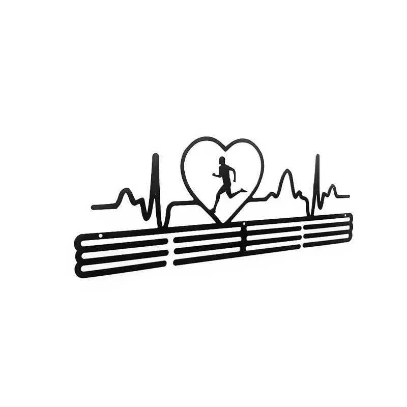 Metalowy wieszak na medale dla biegacza - Rytm serca mężczyzna