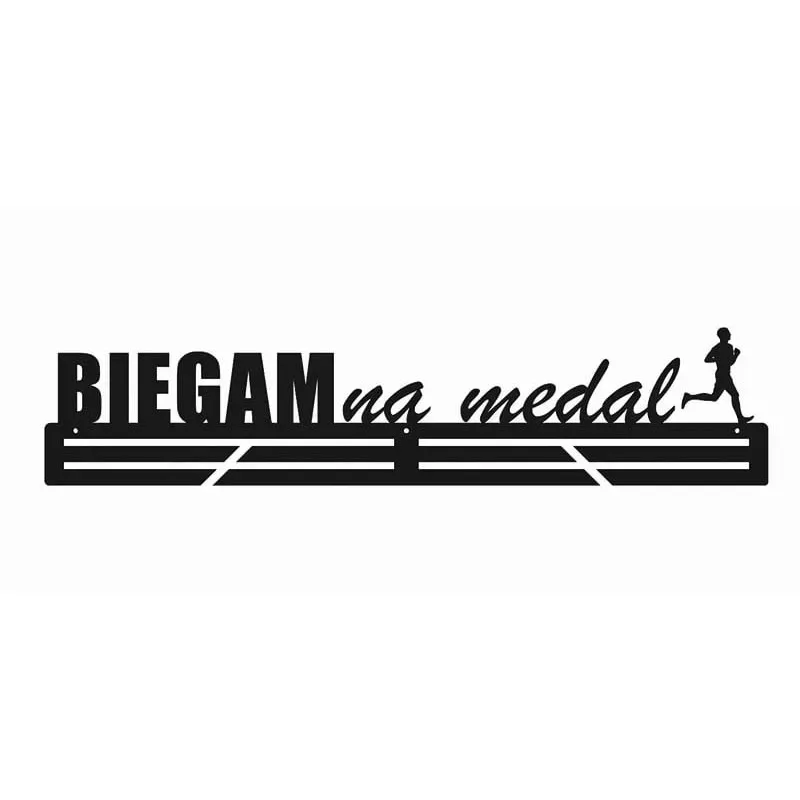 Metalowy wieszak na medale - Biegam na medal