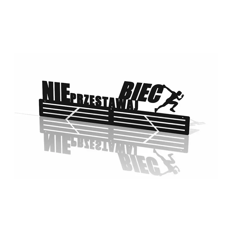 Metalowy wieszak na medale - Nie przestawaj biec