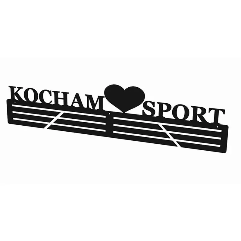 Metalowy wieszak na medale - Kocham sport