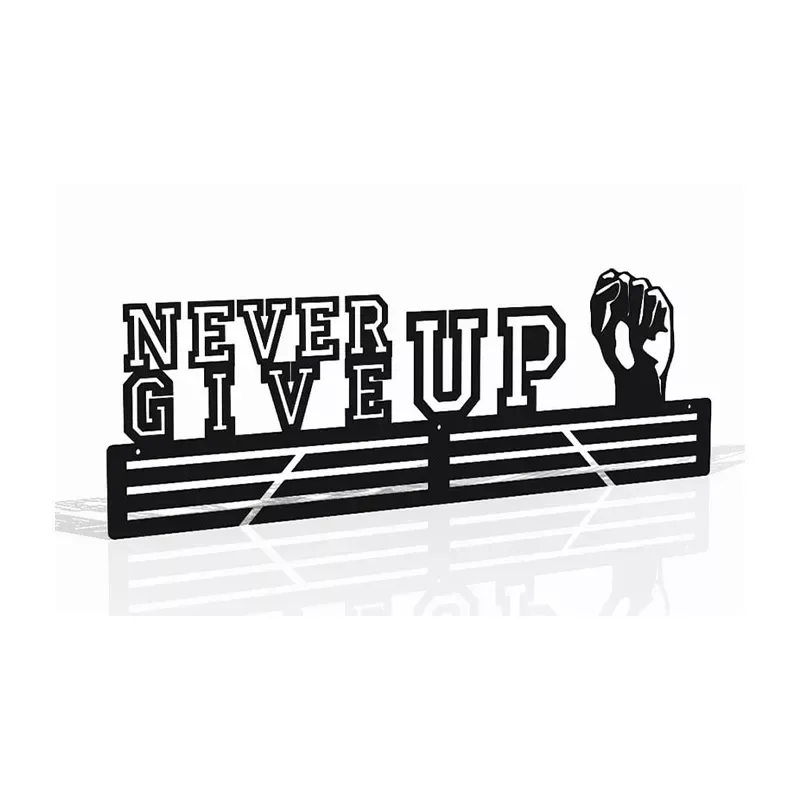 Metalowy wieszak na medale - Never give up