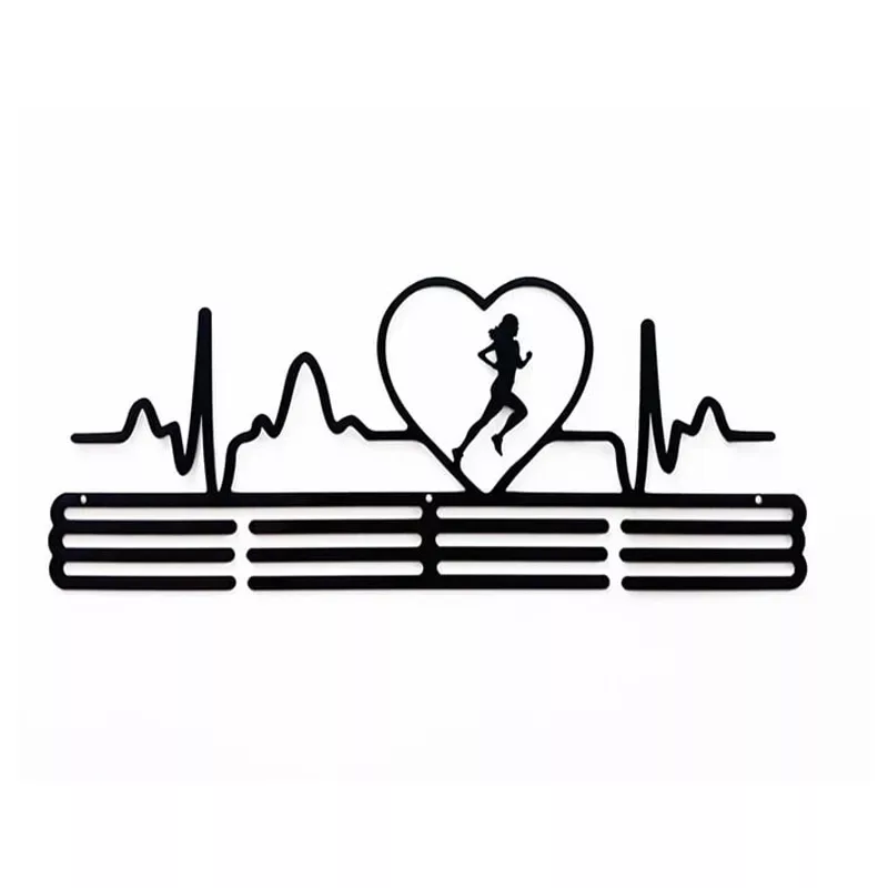 Metalowy wieszak na medale dla biegacza - Puls serca kobieta