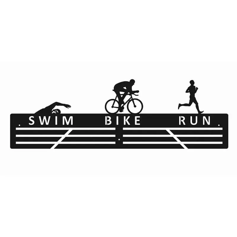 Metalowy wieszak na medale - Swim bike run